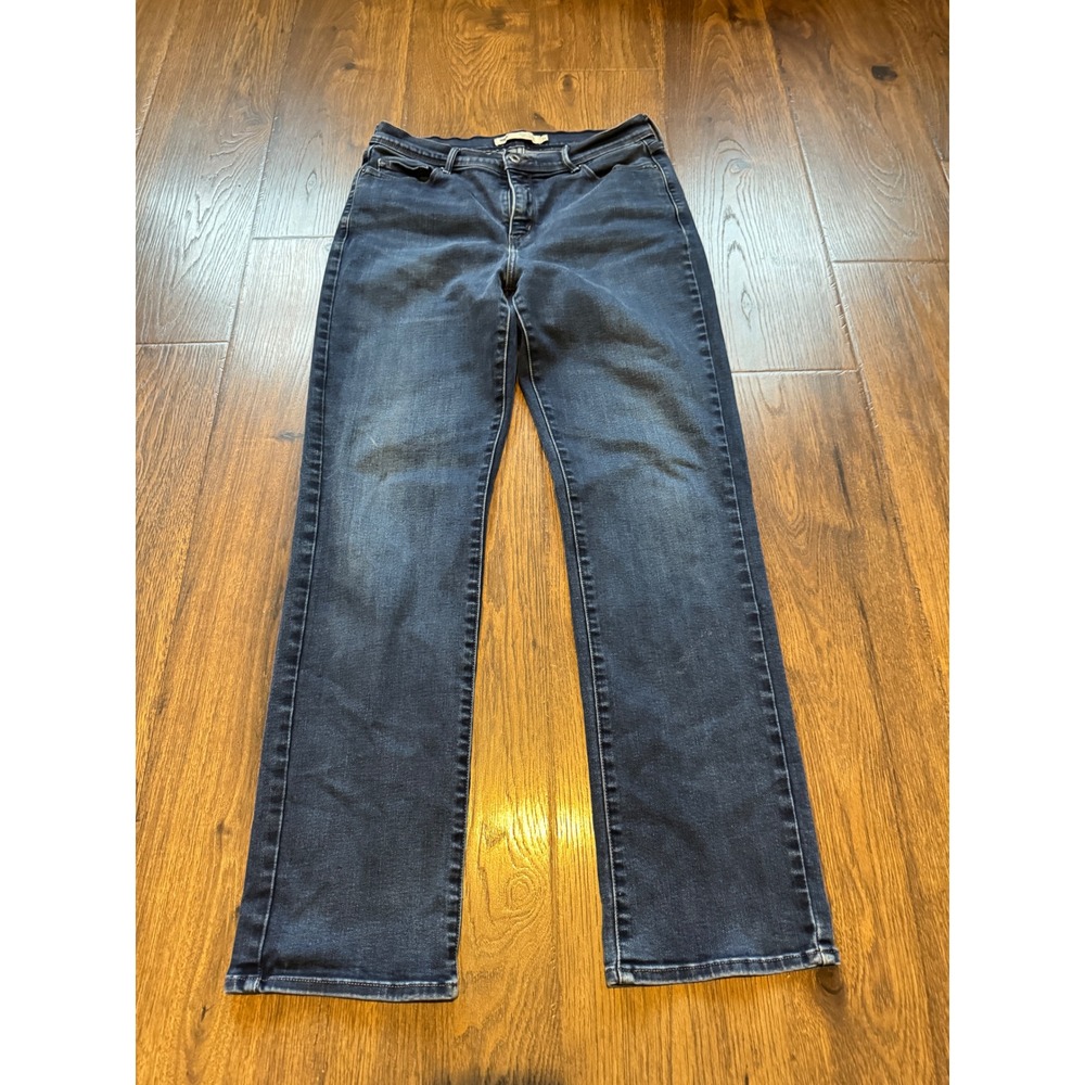 Levis Signature 512 Perfectly Slimming Straight Leg Jeans Dark Wash Size 14
